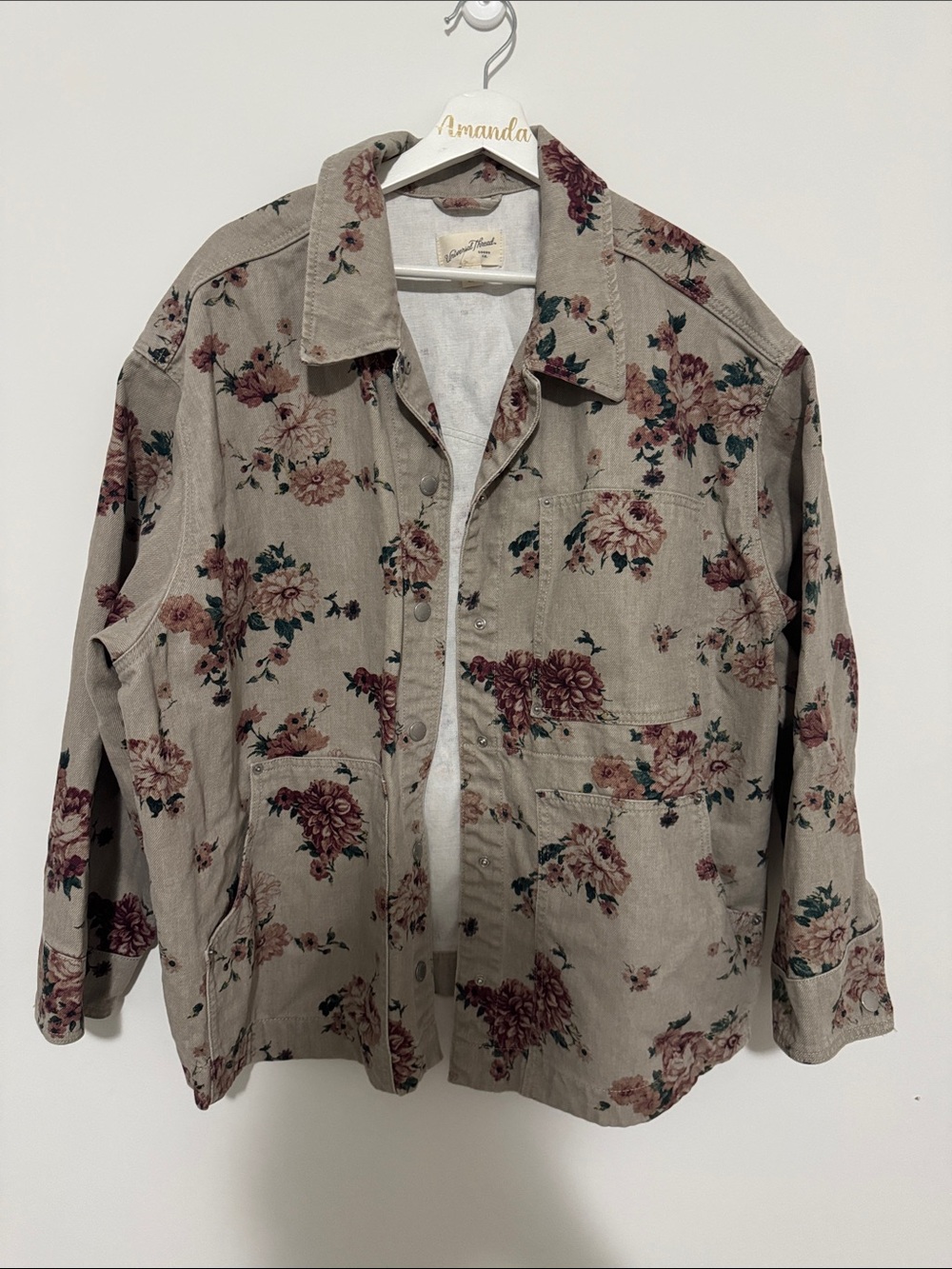 Universal Thread Beige Floral Denim Jacket